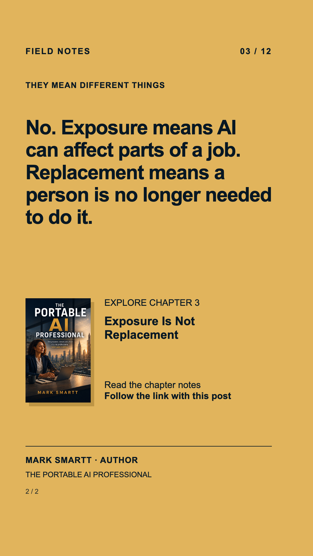 Answer: No. Exposure means AI can affect parts of a job. Replacement means a person is no longer needed to do it.